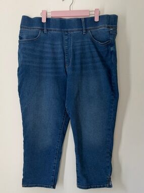 Terra & Sky Dark Blue Stretch Denim Cropped Jeans